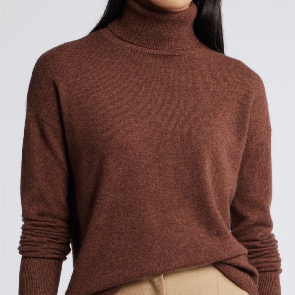 Nordstrom Cashmere Brown Turtleneck Sweater
